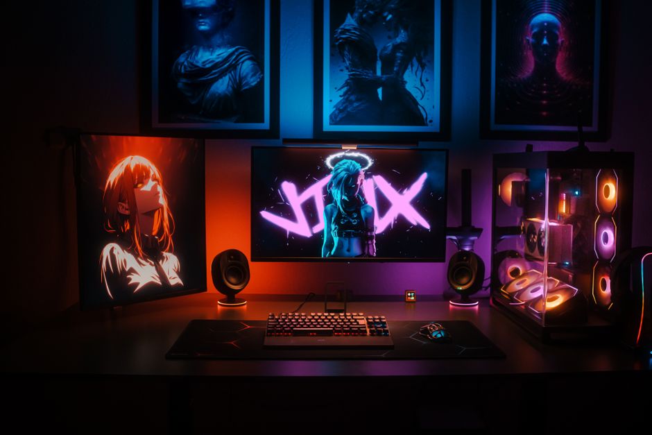 Setup gaming con iluminación LED